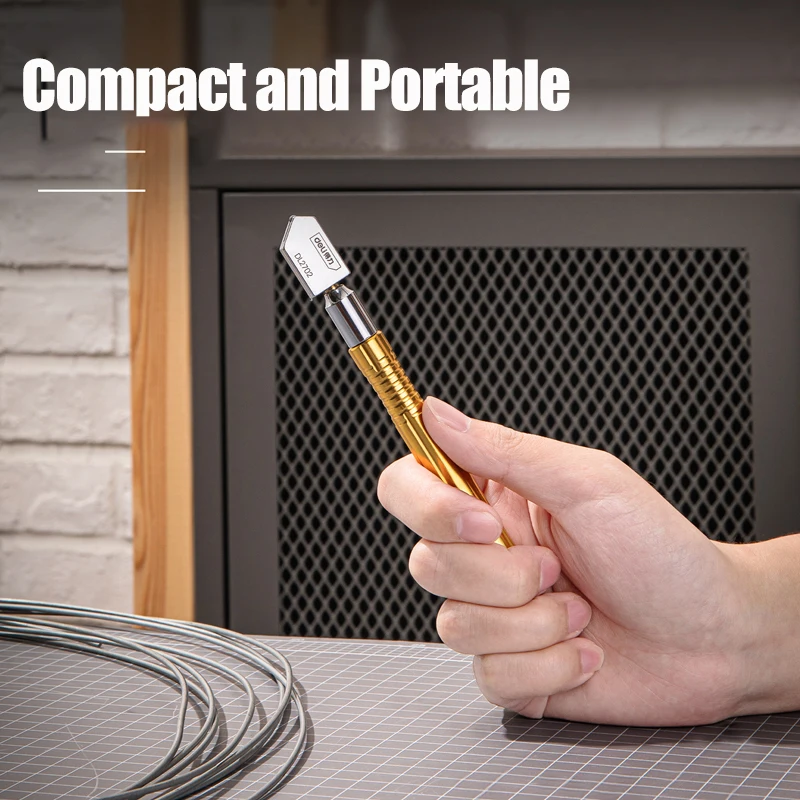 Deli Langlebig Hohe Qualität Marke Neue Glas Cutter Kleine Größe Stahl Klinge Anti-skid Griff Schneiden Werkzeug Diamant Cutter kopf Messer