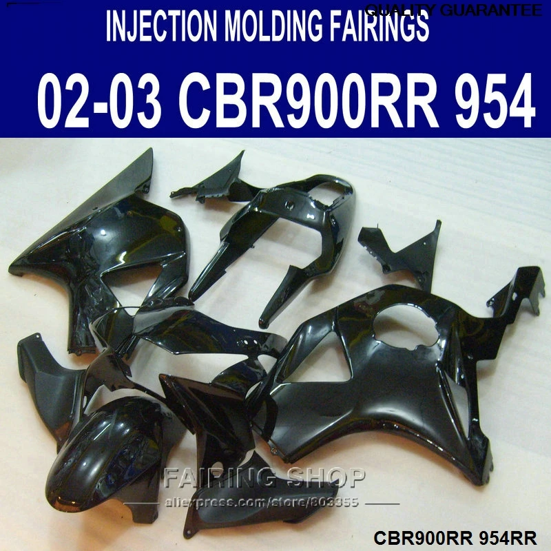 

Fairing Kit For Honda Injection Molding CBR900RR 954 CBR954RR 2002 2003 CBR954 02 03 All Glossy Black Plastic Fairings SD18