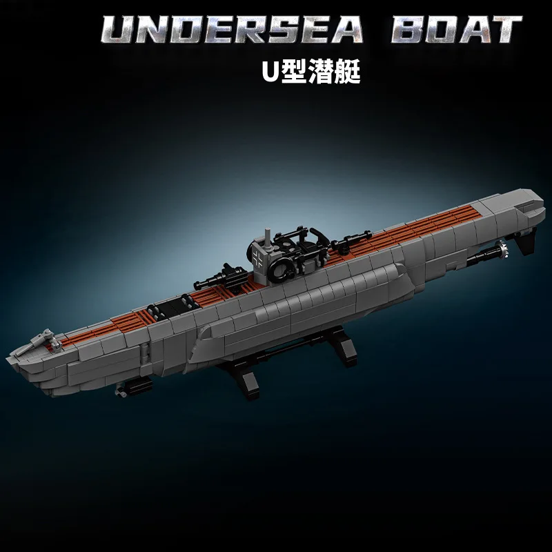 

738pcs World War II German U-Boat Building Blocks Assembly Educational Toy Model for Boys Children's History-Themed Playset
