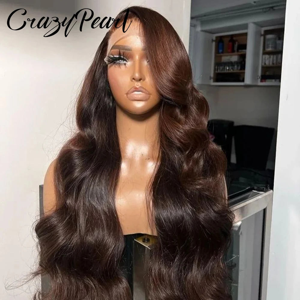 Chocolate Brown Human Hair Wig 180 Density 13X4 Body Wave Lace Front Wigs Human Hair Brown Wig Human Hair Glueless Wig For Woman