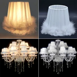Nordic Style Feather Lampshade Bedside Desk Table Lamp Night Light Chic Feather Lamp Shade Dinner Party Home Decor