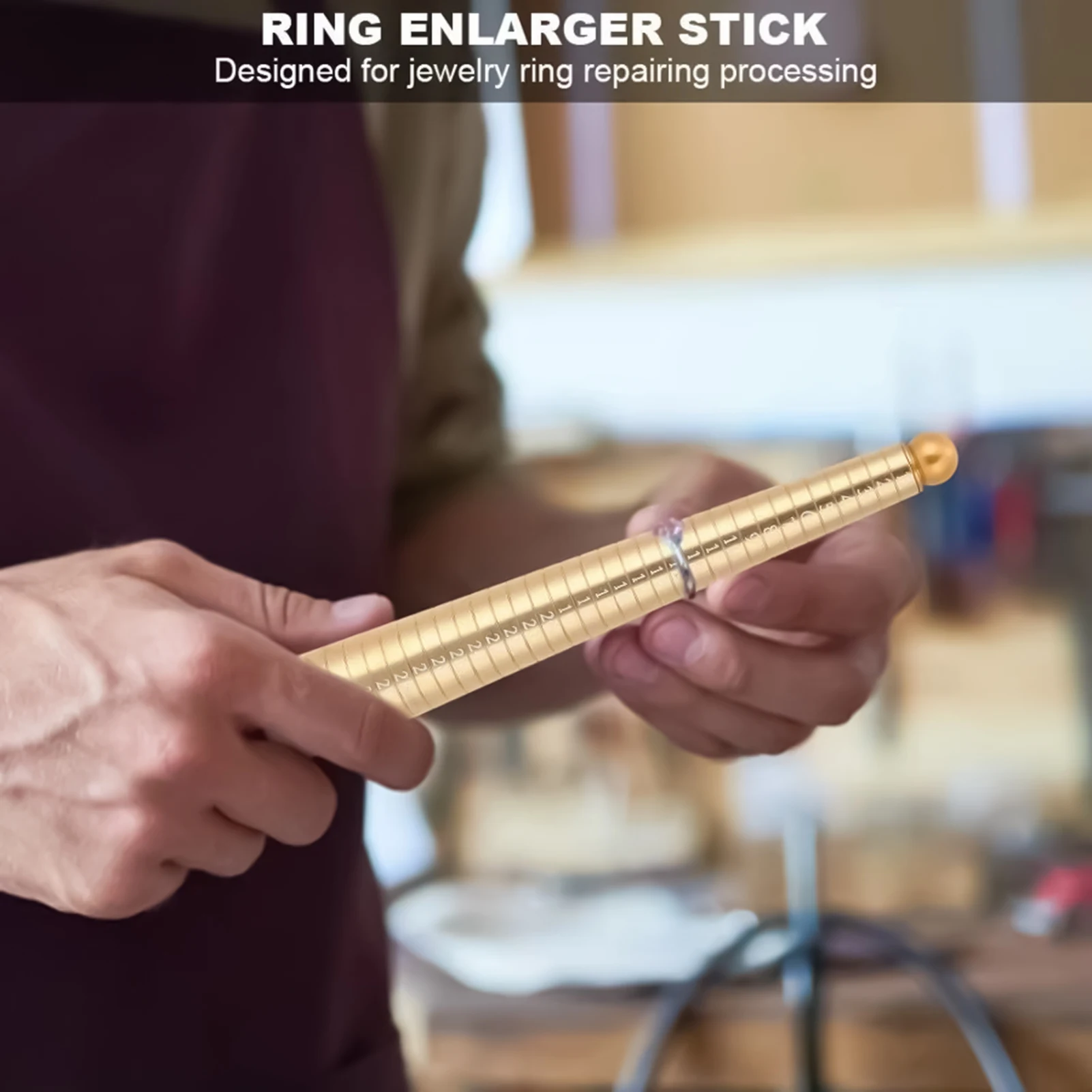 Ring Resizing And Repair Tool Aluminum Alloy Metal Ring Rounder With Wooden Handle For Jewelry Repair 23cm