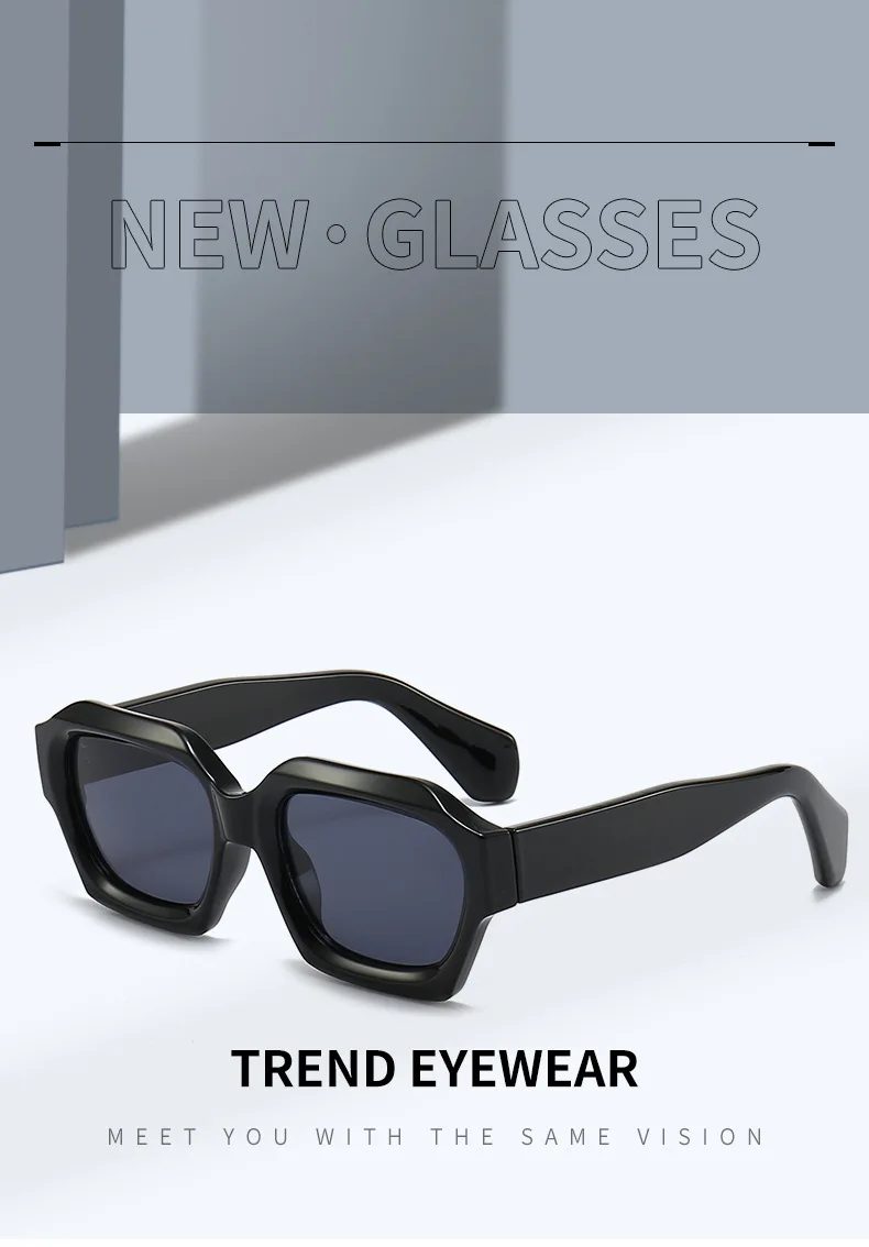 Dicker Rahmen Polygon getönter Schatten Lesebrille Herren Damen Fertige Korrektionsbrille Freizeit Outdoor Graue Sonnenbrille – Detail 3