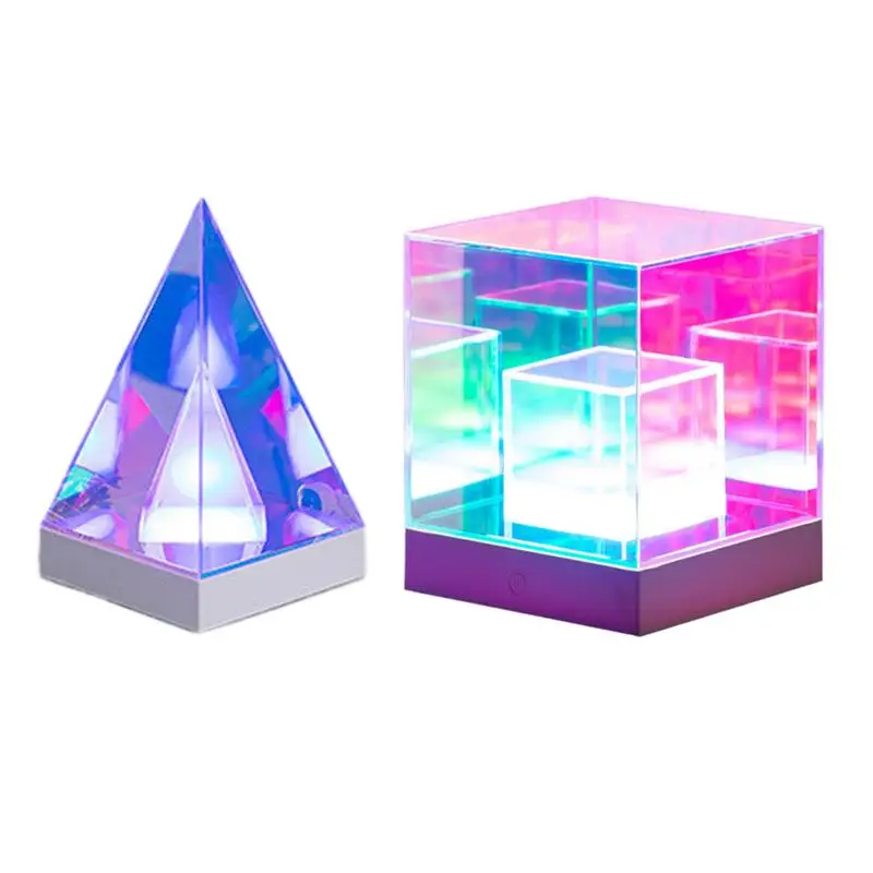 3D Cube Light USB Light Table Lights Desk Lamp Table Lamp Color Changing Ambient Lighting Cube Pyramid Desk Decor For Bedroom