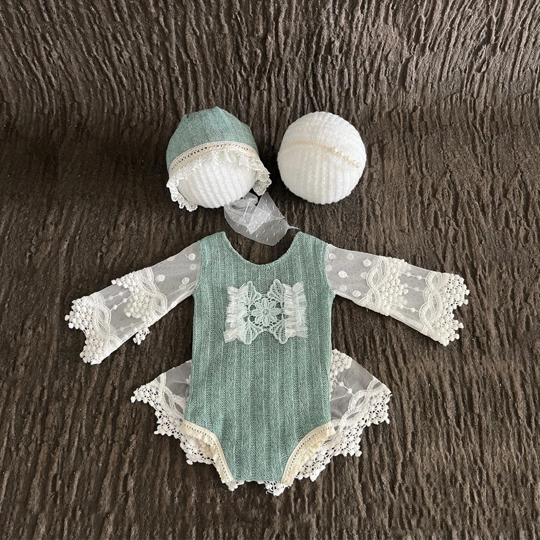 Newborn Baby Girl Photography Clothing Sets Infant Girls Knitted Romper Dress Lace with Hat headband 2pcs 3pcs Sets Outfits