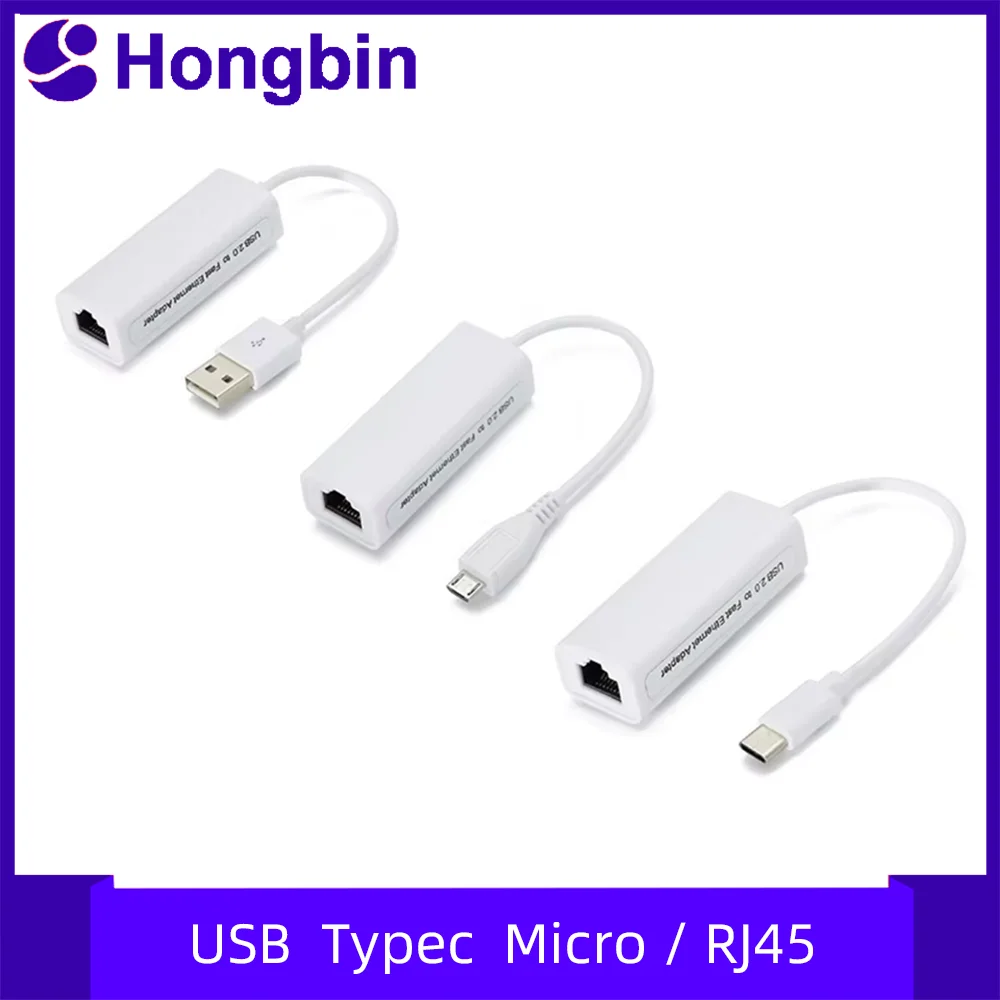 

Кабель-разветвитель USB-RJ45 Ethernet, адаптер-удлинитель Micro USB 2.0, сетевая карта 100 Мбит/с для планшетов, ноутбуков, ПК, компьютеров, Android