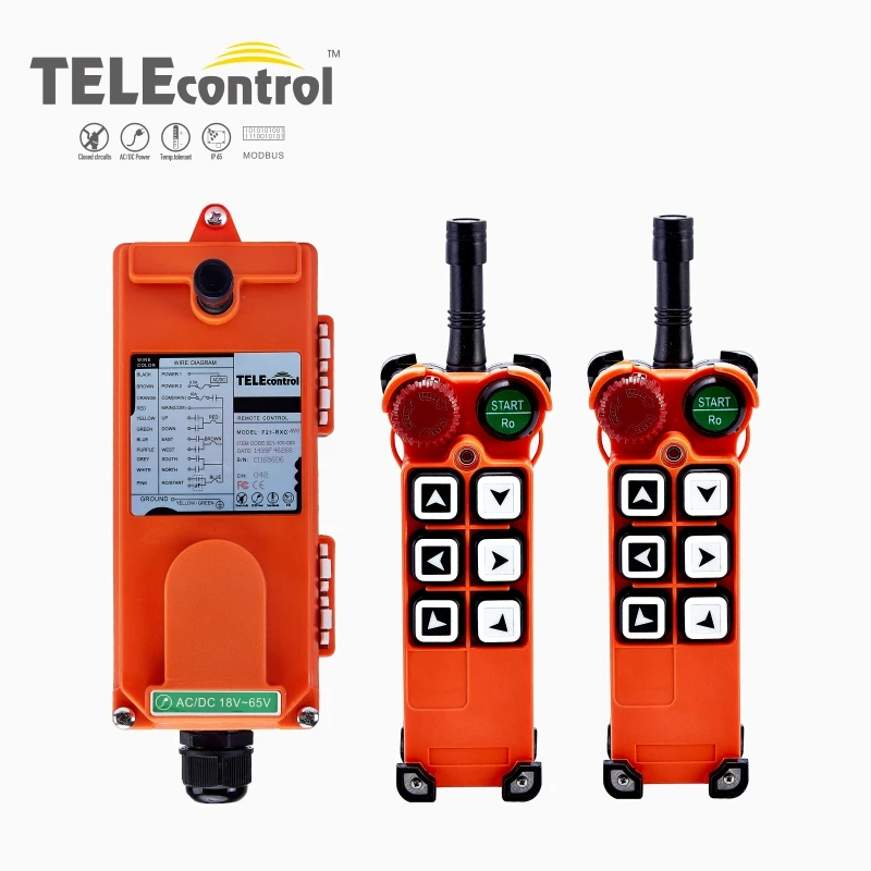 

Universal Telecontrol F21-E1 Industrial Radio Wireless Remote Control UTING CE 24-48V 100-440V for Crane 2transmitters 1receiver