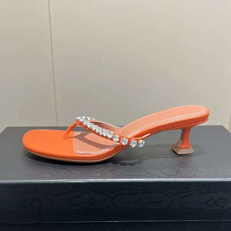 

New High Heels Slippers Woman Summer Slides Flip-Flops Rhinestone Party Dress Shoes Woman Strange Style Heels Sandals Women