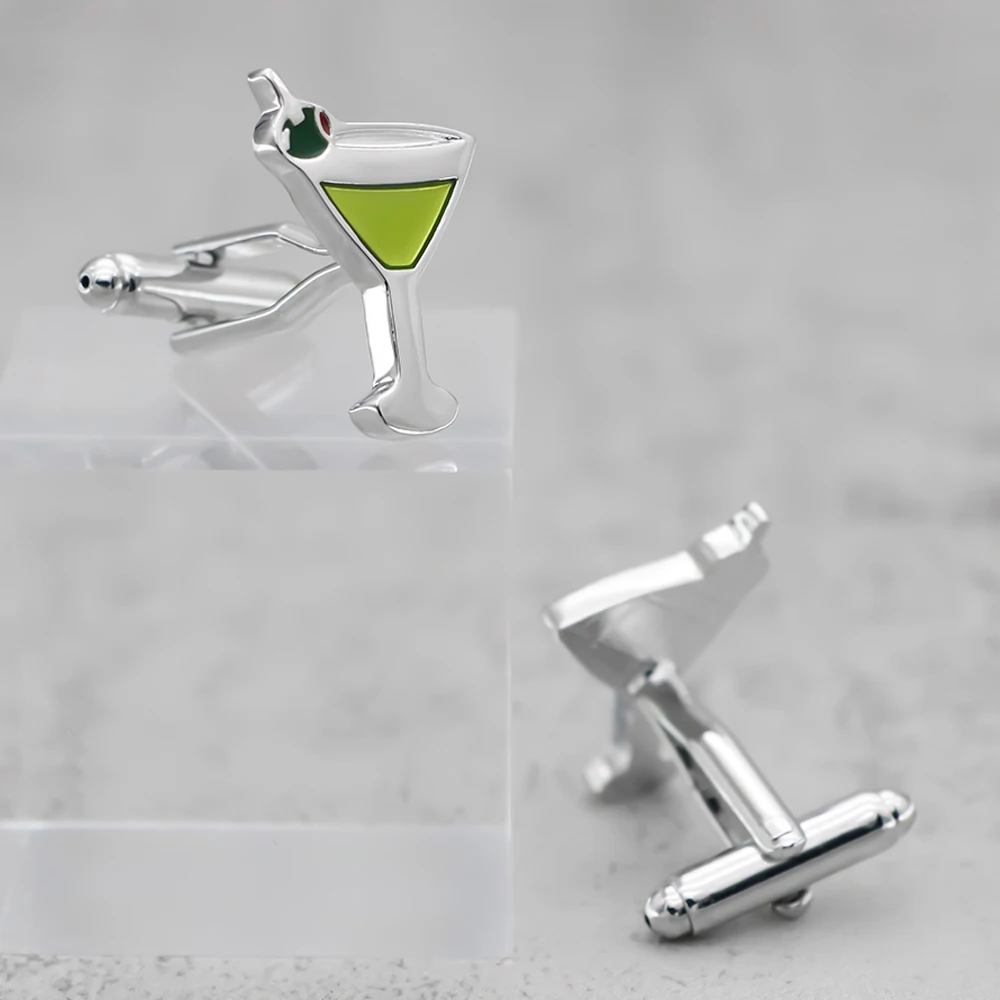 Nieuwe Creatieve Drinkbeker Groen Cocktailglas Manchetknoop Elegante Mode Heren Overhemd Pak Accessoires Huwelijksgeschenken