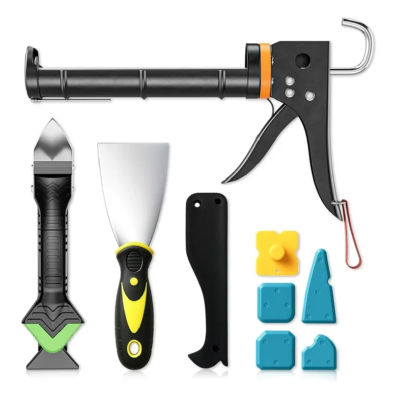 RALCA-For Caulking Tool Set Kit With Caulk Gun, Caulk Remover Tool& Putty Knife For Caulking Removal, Shower& Bathroom Use