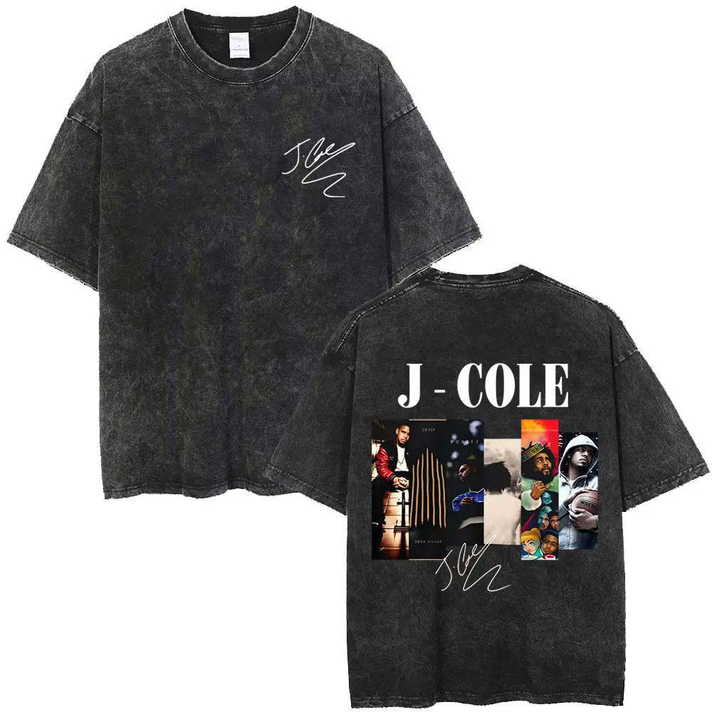 Washed Vintage Rapper J.Cole Music Album Cover T-shirt The Fall Off World Tour 2026 T Shirt Men's Women Hip Hop Oversized Tshirt