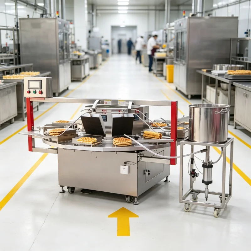 Small Scale Commercial Crepe Machine Custom Crispy Phoenix Waffle Egg Roll Ice Cream Cone Production Line