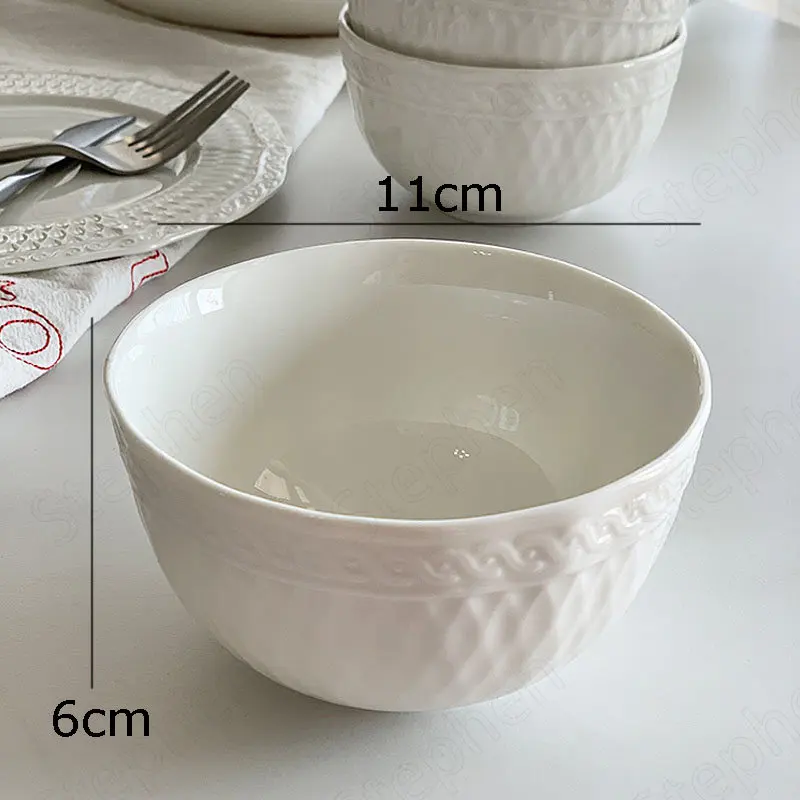 Nordic Classics Relief Ceramic Plates French Modern White Soup Plate Hotel Restaurant Tableware Afternoon Tea Cake Dessert Dish