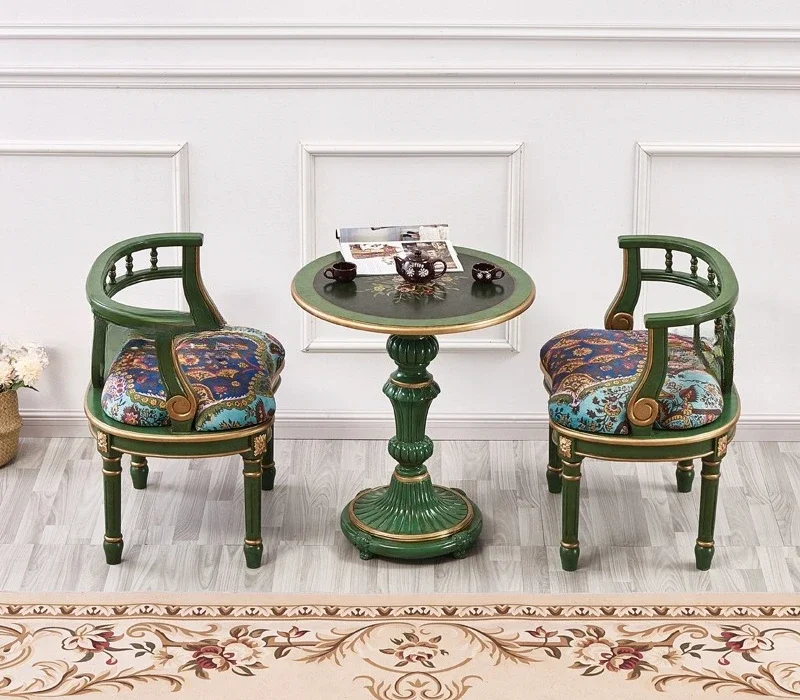 Goldener Smaragd-Verhandlungstisch, Balkon, kleiner runder Tisch, Couchtisch, amerikanisches Massivholz, einzeln