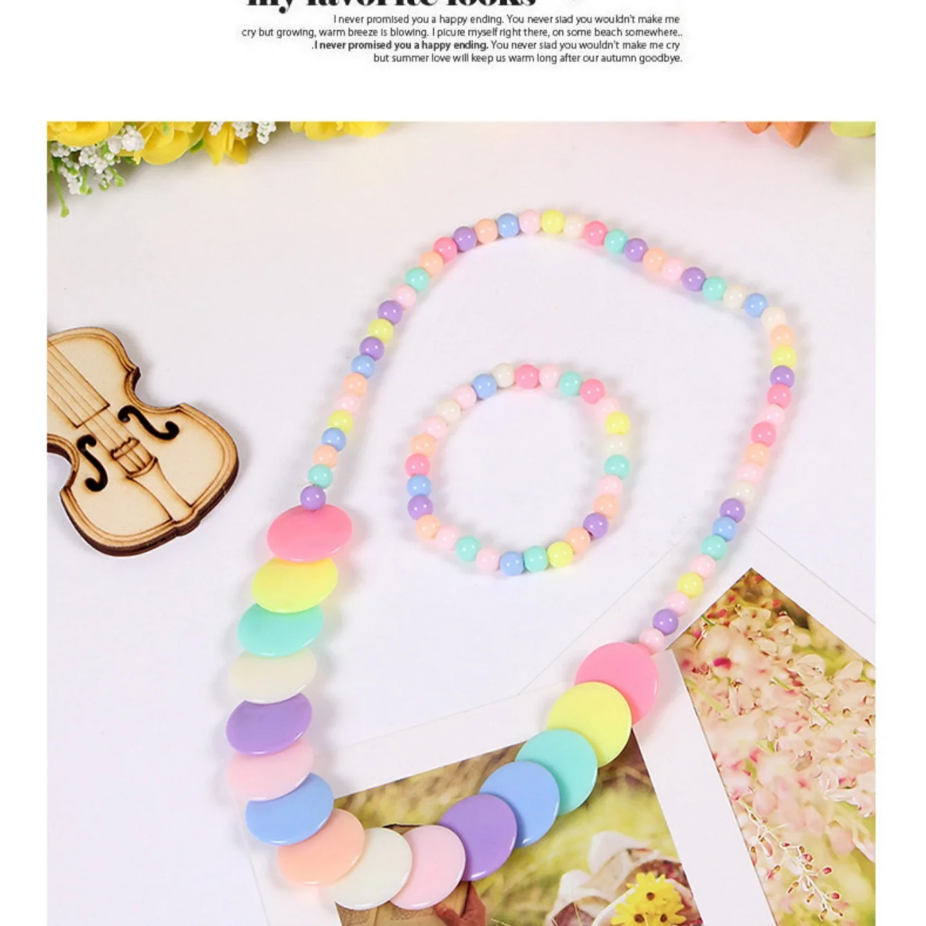 Candy Color Beads Necklace Bracelet Set for Children