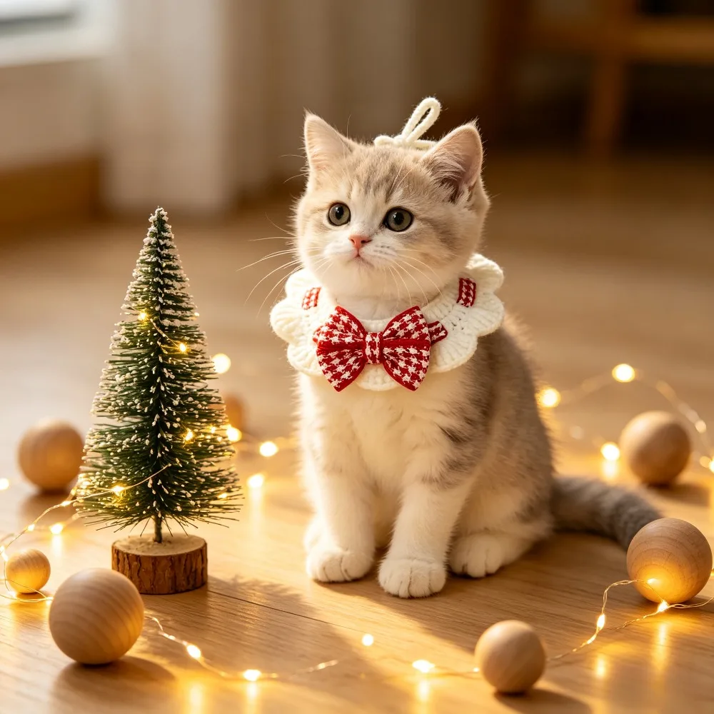 Cute Cat Collar with Bow Tie Adjustable Design Pet Dogs Cats Puppy Necklace Pet Supplies Used for Small Pets Bow Tie Accessories