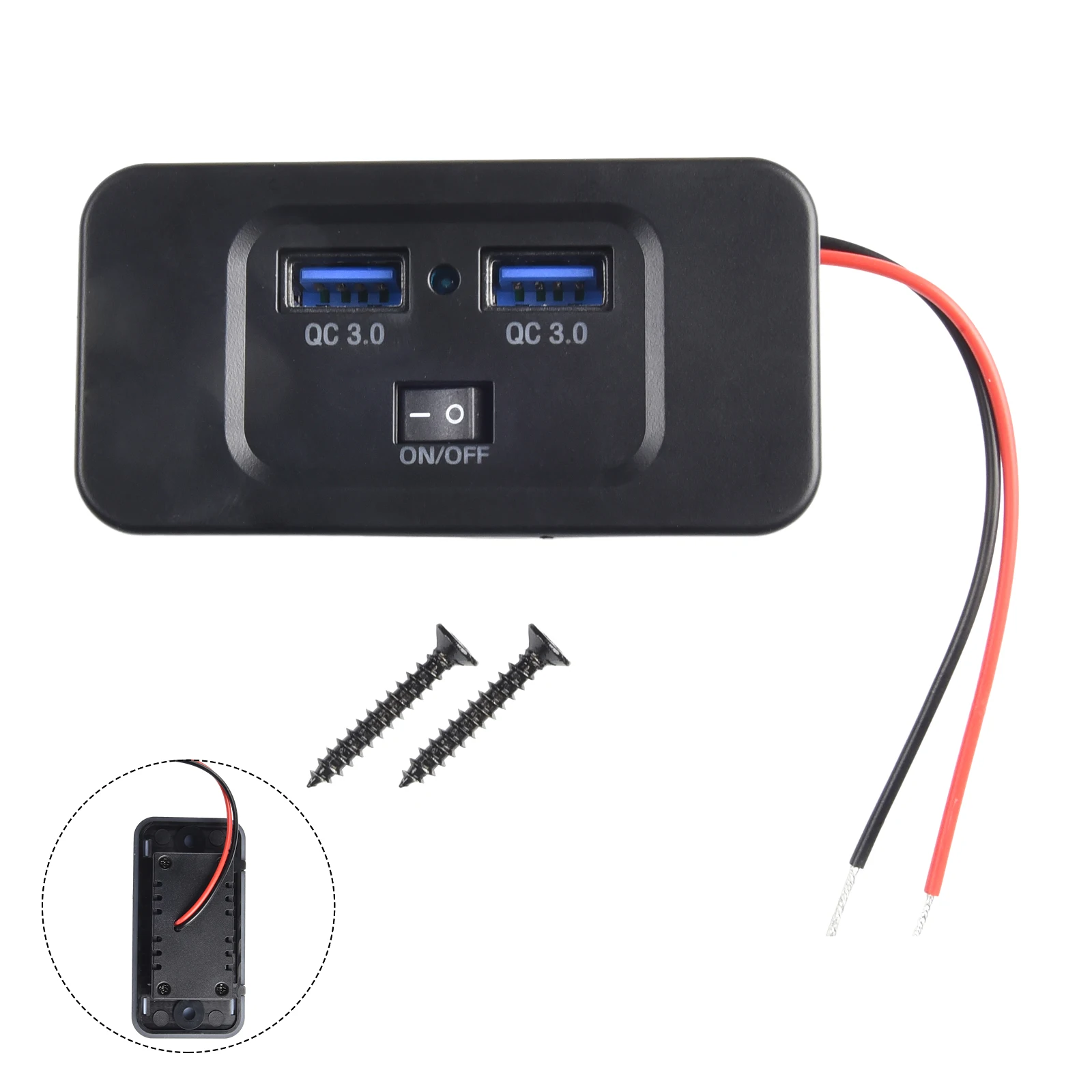 

Panel Mount QC Socket Vehicles Universal Fitment V V Car Fast Charger Dustproof Output QC QC Quick Charge Ports