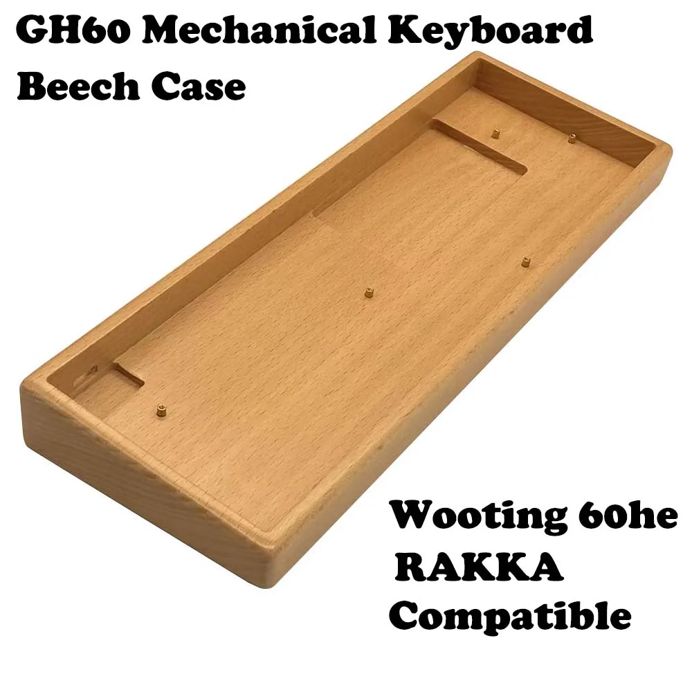 Walnut & Beech Wood 60% Keyboard Case Compatible with GH60, Wooting 60HE, RAKKA64 RGB Kit, Mechanical Keyboard Shell