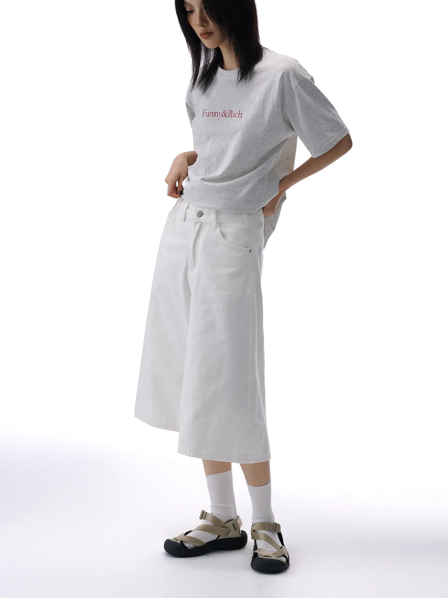 

ZHISILAO New White Calf-length Jeans Women Vintage Casual Loose Wide Leg Calf-length Denim Pants Streetwear Summer 2026