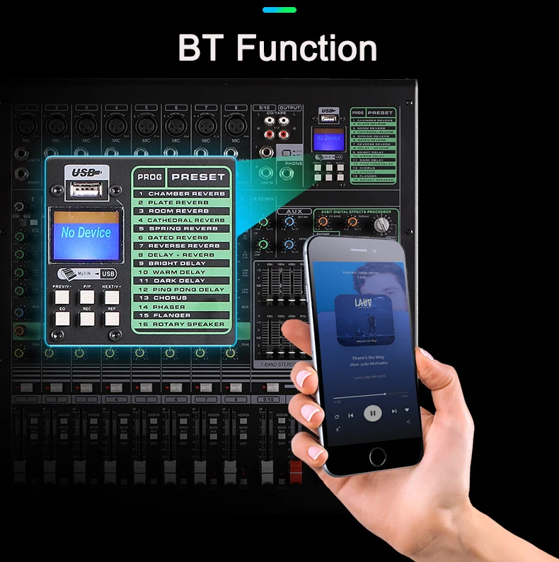 BE-10 Professional Studio Music Equalizer 10 Channels Analogue Mixing Console Digital Effect Processor Audio Mixer