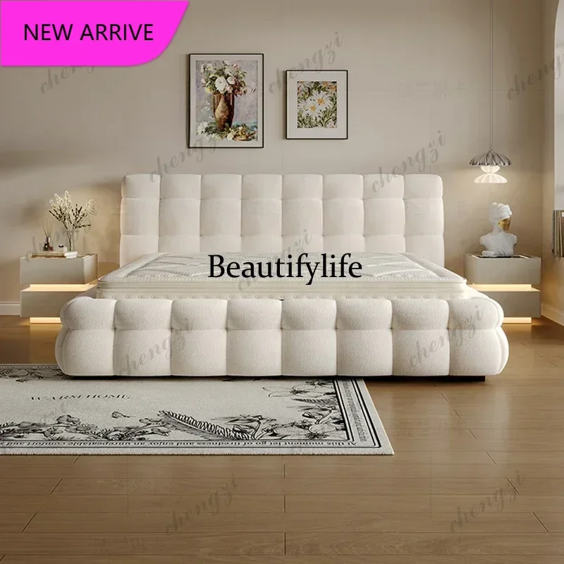 P3  Design Soft Luxury Double Bed Modern Mattress Set White Adults Double Bed King Size Loft Lit 2 Personnes Bedroom Furniture