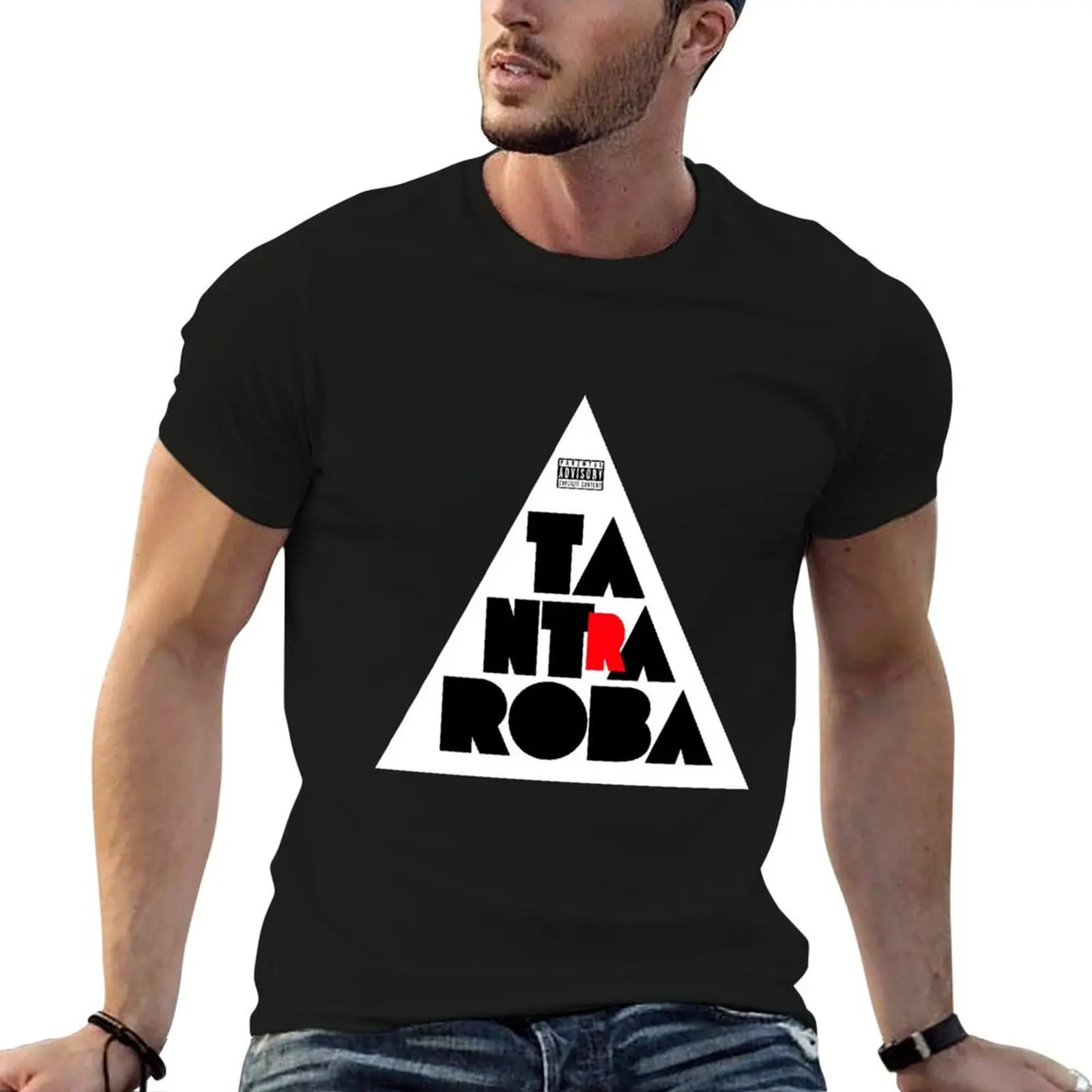 TantRa Roba (scritta dentro il triangolo bianco) T-Shirt All Match Basic Short Sleeve Top