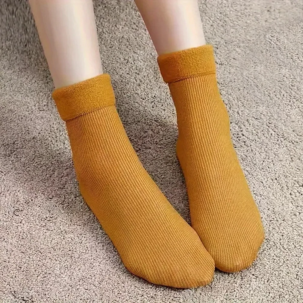 4 أزواج من الجوارب النسائية الصلبة الشتوية الدافئة، جوارب حرارية سميكة، جوارب ثلج غير ملحومة للجنسين
