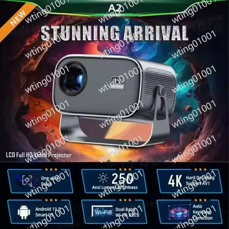 for Android 4K Portable Mini Projector with Wifi Bluetooth HD Home Theater Smart Beamer Video Proyector
