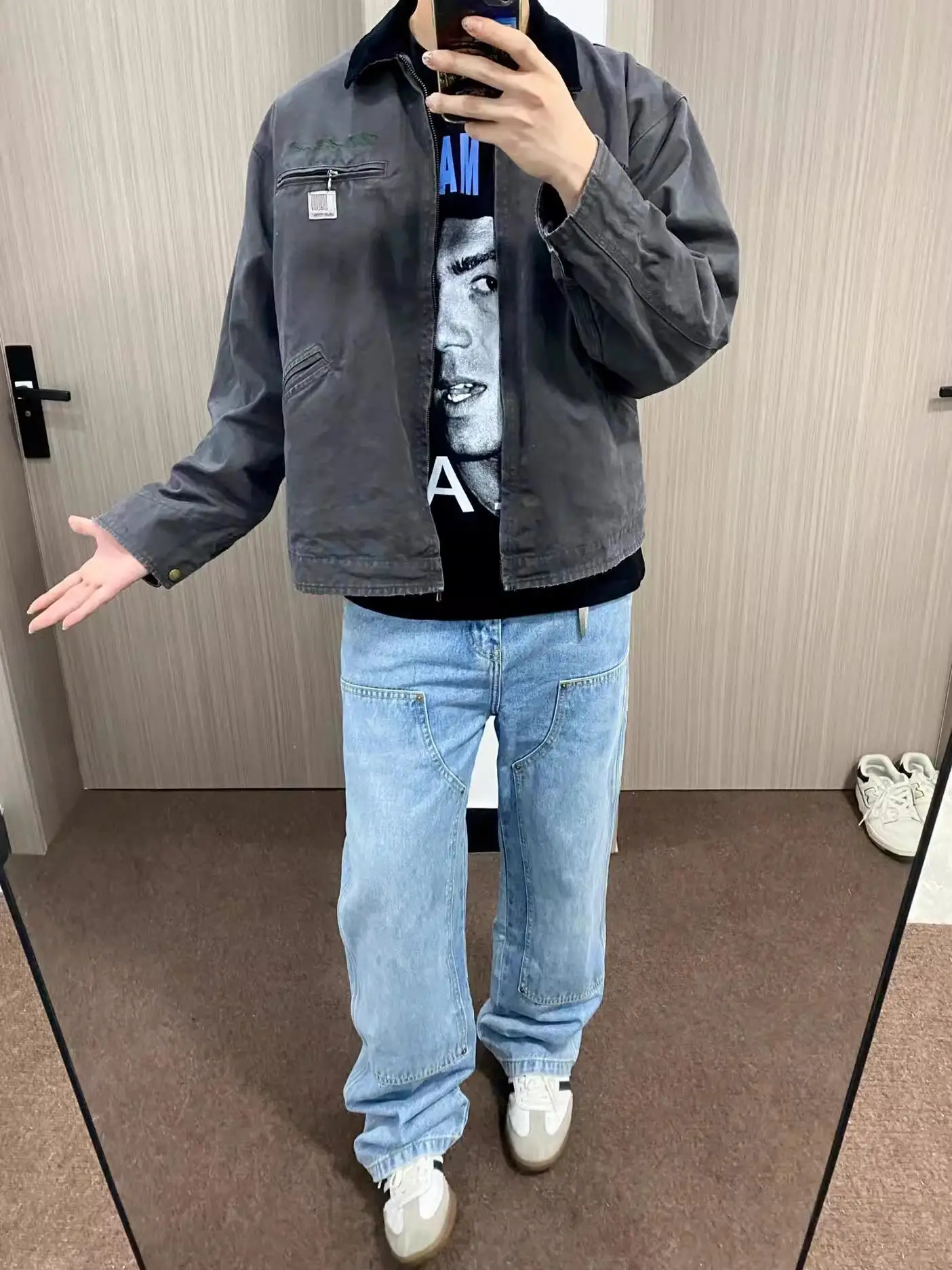 

Мужские джинсы Cleanfit в стиле американского винтажа, свободные прямые драпированные брюки из синего денима, модные длинные штаны