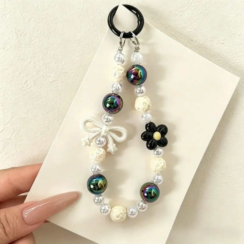 

Small Fresh Candy Color Bow Bead Phone Lanyard Chain Anti Loss Keychain Lucky Star Jewelry Pendant Hanging Backpack Accessories