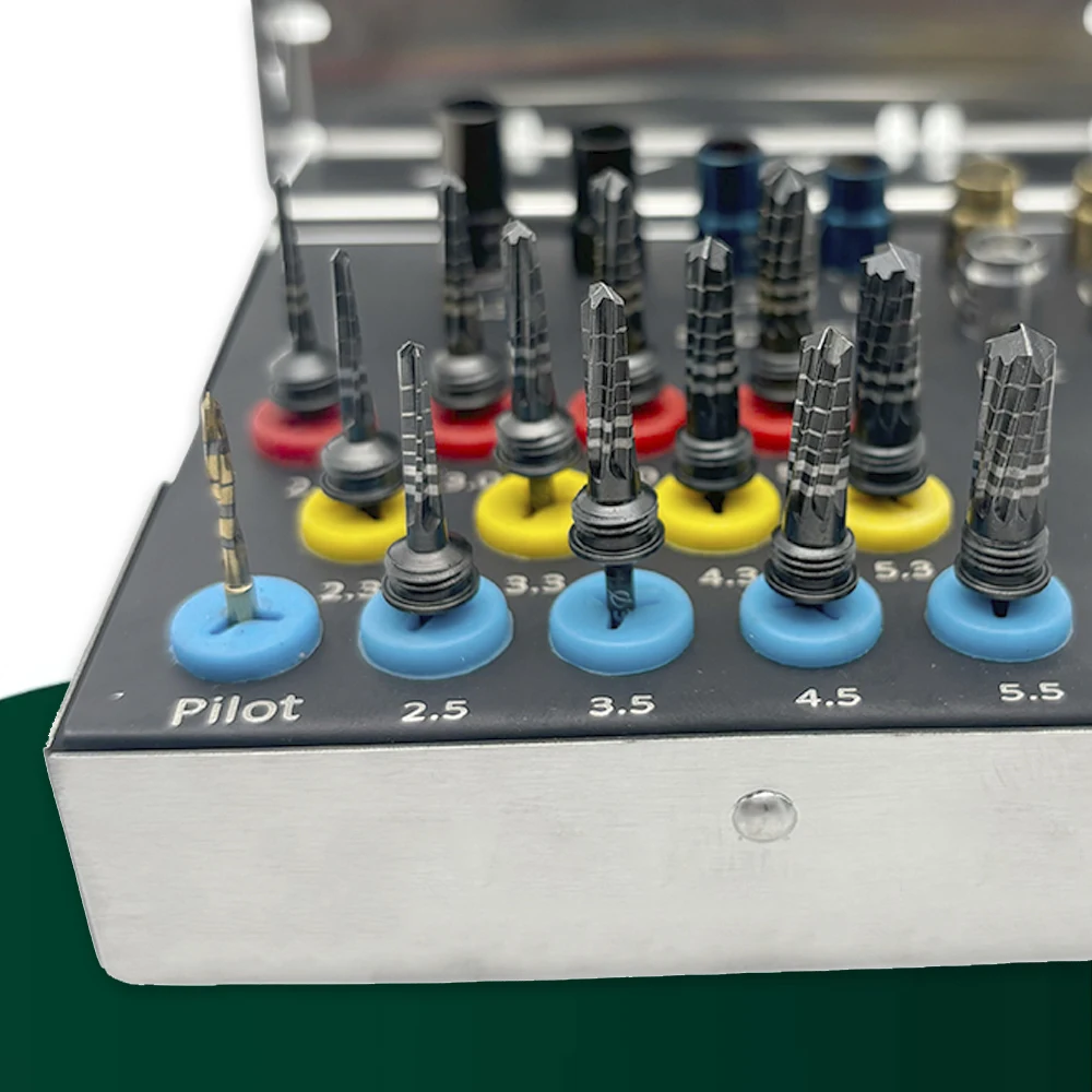 

21 шт., набор сверл для стоматологического оссессификации, система хирургических имплантатов, драйверы с пробками, инструменты для подготовки костей