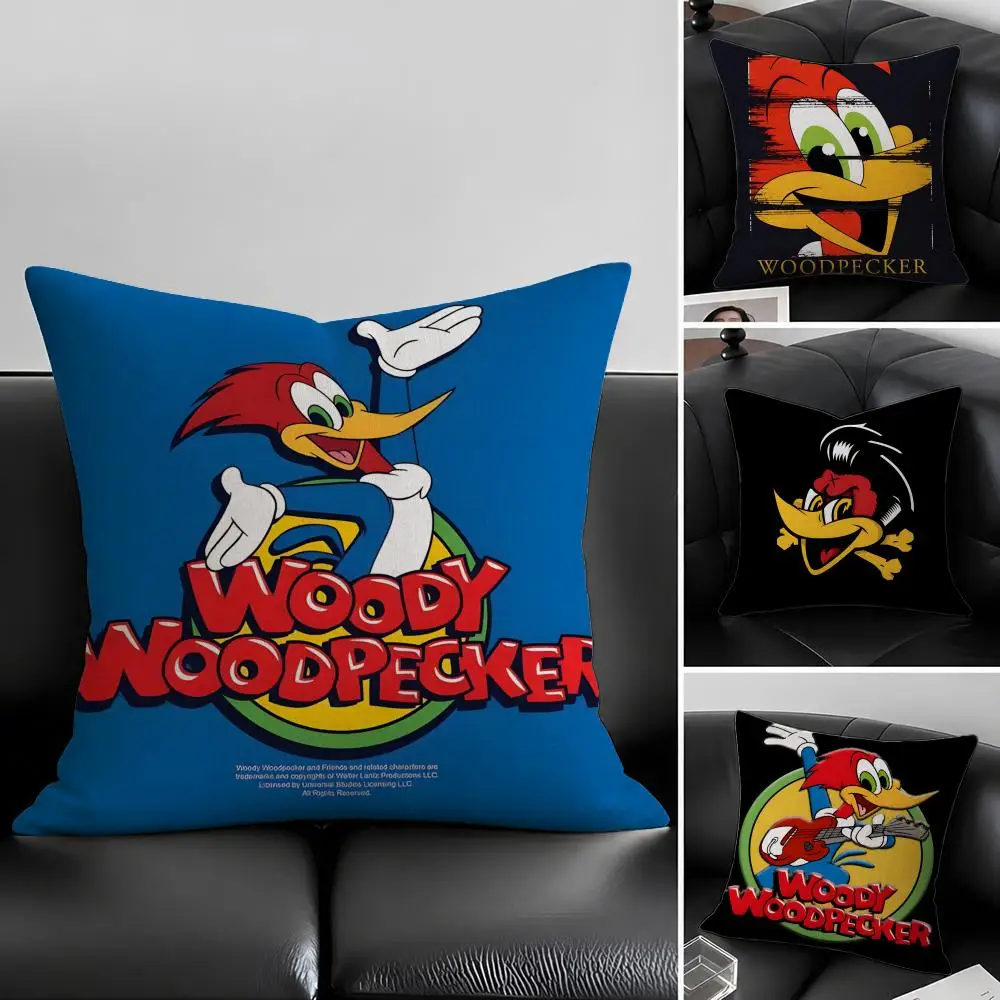 Cartoon Woody Woodpecker Cushion Cover Natural Linen Pillowcase Set, All-in-One Decor for Sofa, Bedroom & Chair