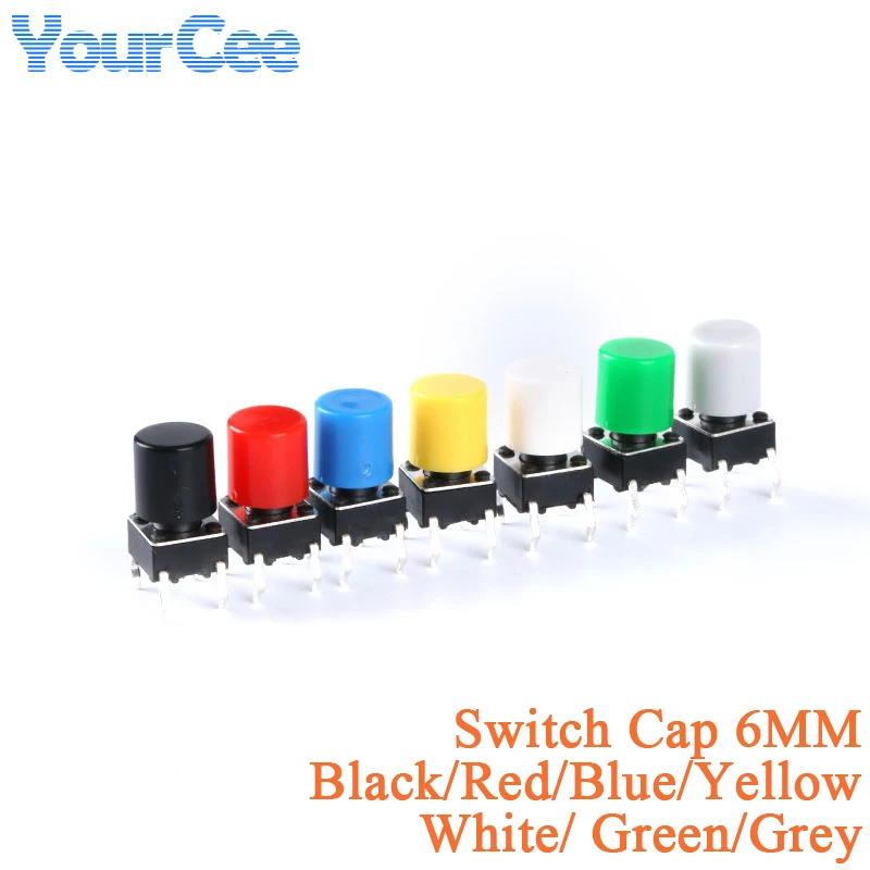 100PCS Mini Micro Switch Touch Tactile Push Button Switch 6×6 4.3/5/6/7/8/8.5/9/10/11/12/13/14/15MM Vertical 4 Pin Switch Cap