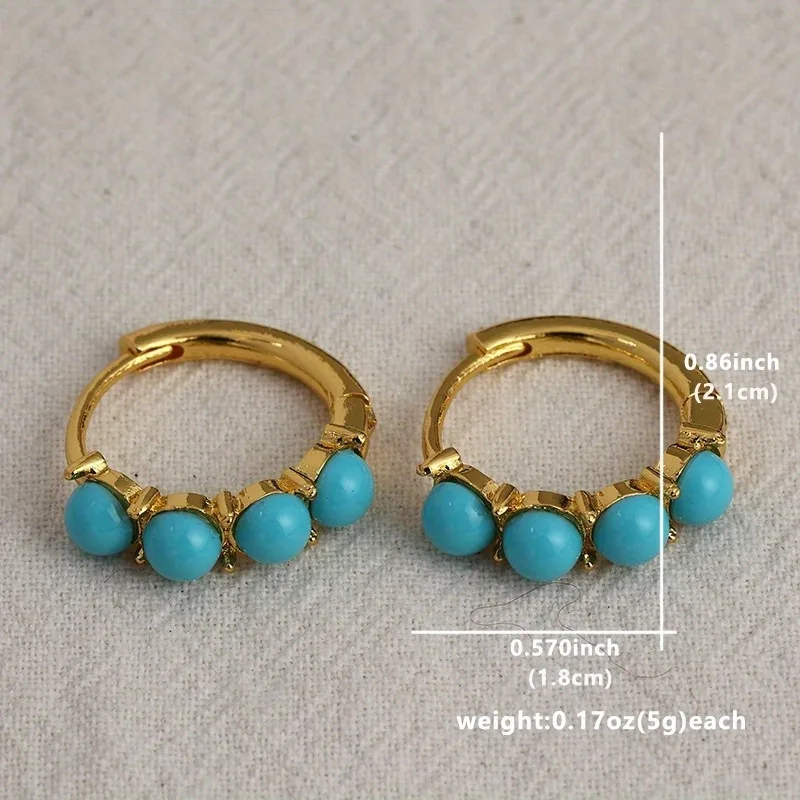 New Gold Color Imitation Turquoise Earrings Retro Fashionable and Elegant Women\'s Festival Party Jewelry Accessories Gifts