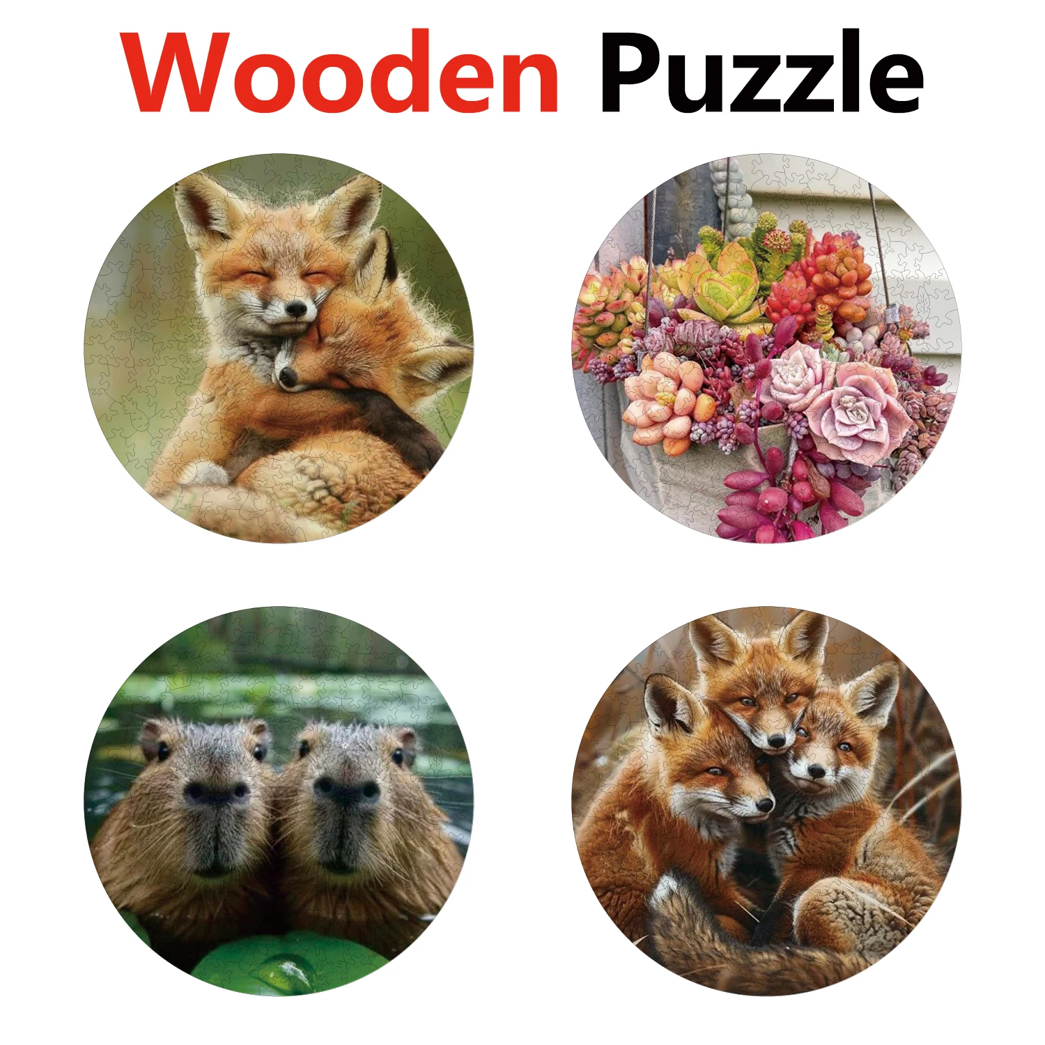 

Fox Flower Raccoon Cat Animal Puzzles High Quality Jigsaw Puzzle Wooden Puzzle Best Christmas Gift
