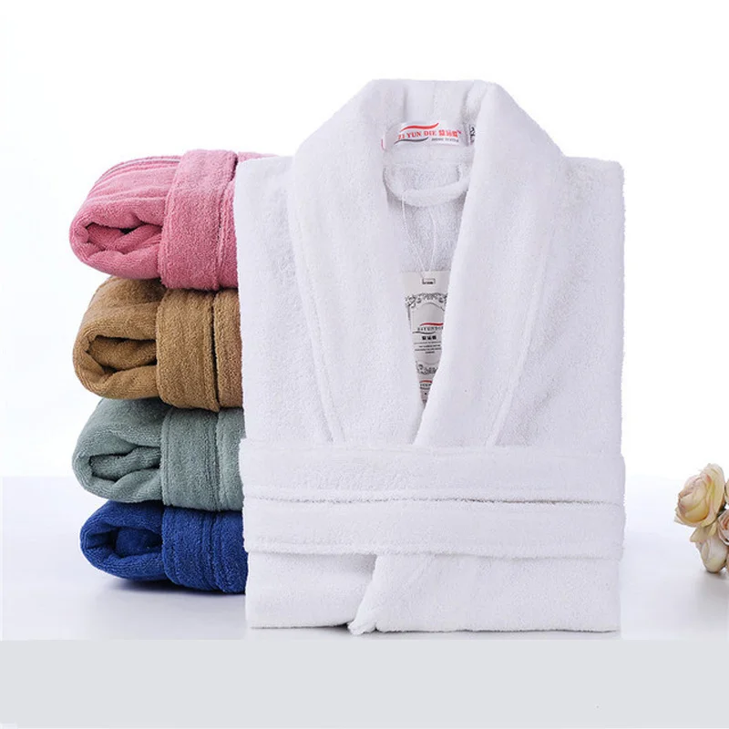 Men 100% Cotton Suck Water Terry Bath Robe Plus Size Women Thick Towel Bathrobe Hotel Nightgown Lovers Dressing Gown Sleepwear