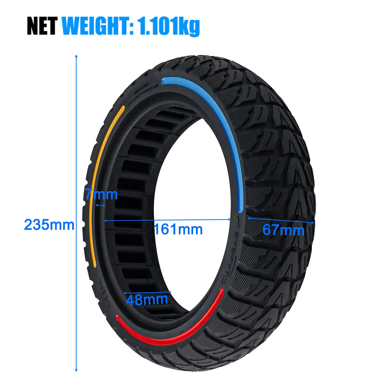 10 Inch Electric Scooter Solid Tire 10x2.50-7 Colorful Stripes Solid Tyre For-xiaomi 4/4Pro Electric Scooter Replacement Parts