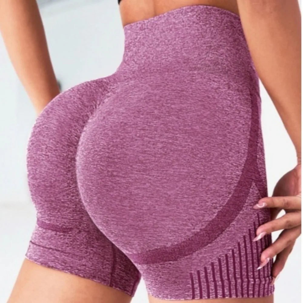 High Waist Yoga Shorts Butt Lifting Tummy Control Fitness Shorts Seamless Breathable Biker Shorts Running Cycling Jogging