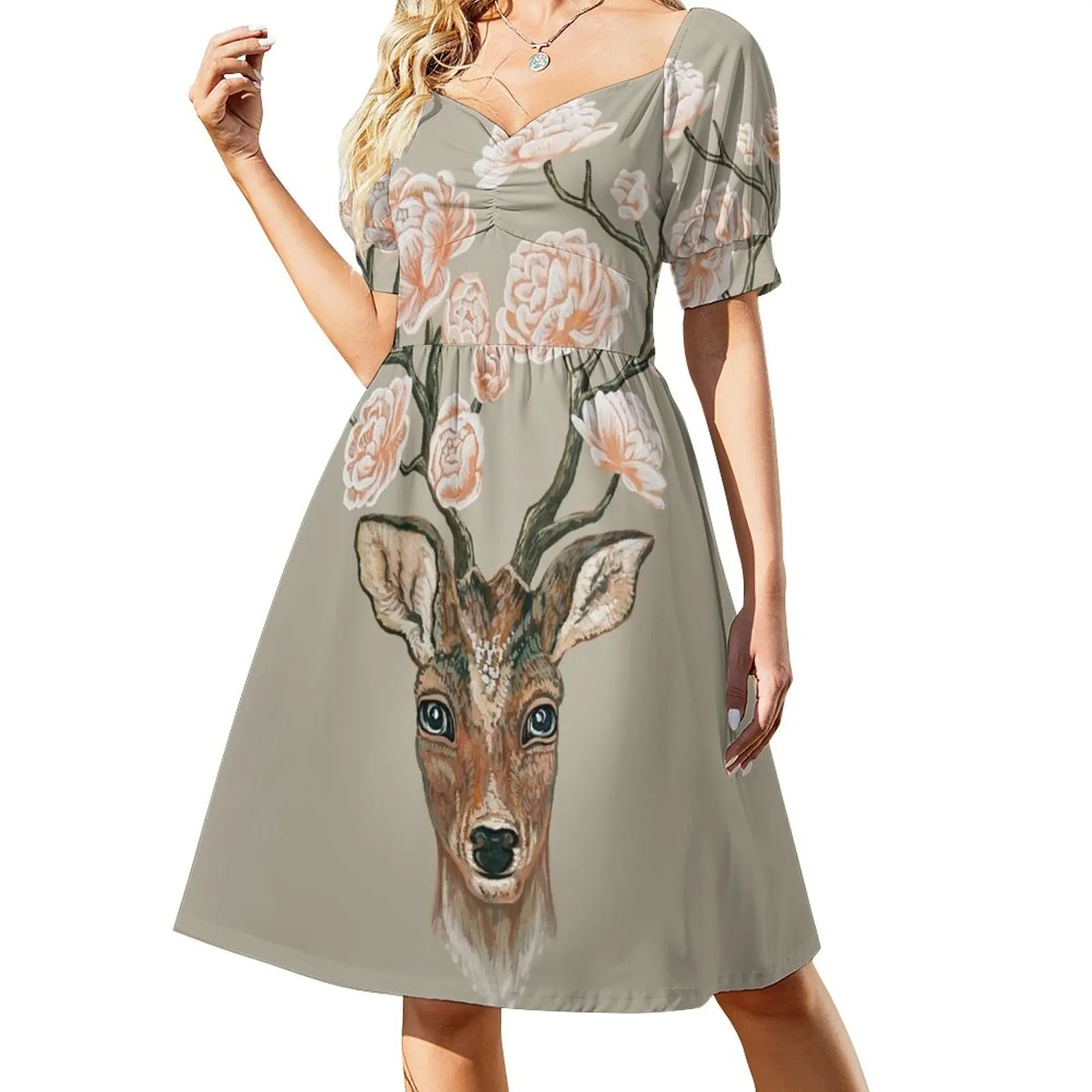 Deer and Peonies Sleeveless Dress dress women elegant luxury party dresses women dresses women summer 2023