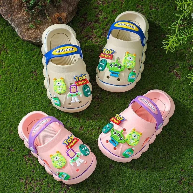 Disney-Sandales fermées pour bébés garçons, chaussures de plage souples, pantoufles de sport, imprimé Buzz Lightyear, dessin animé Toy Story,