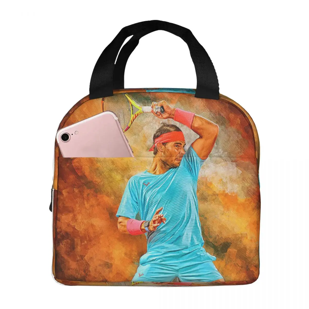 Wallpaper Rafael Nadal Lunch Bags Insulated Bento Box Lunch Tote Leakproof Picnic Bags Thermal Bag for Woman Kids Office