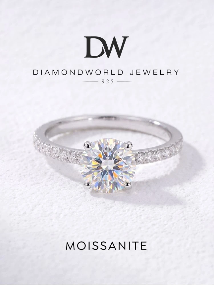 DW Funkelnde 1–5 Karat große Moissanit-Diamantringe für Damen, Solitär, echtes 925er Sterlingsilber, Designer-Luxus-Hochzeitsschmuck