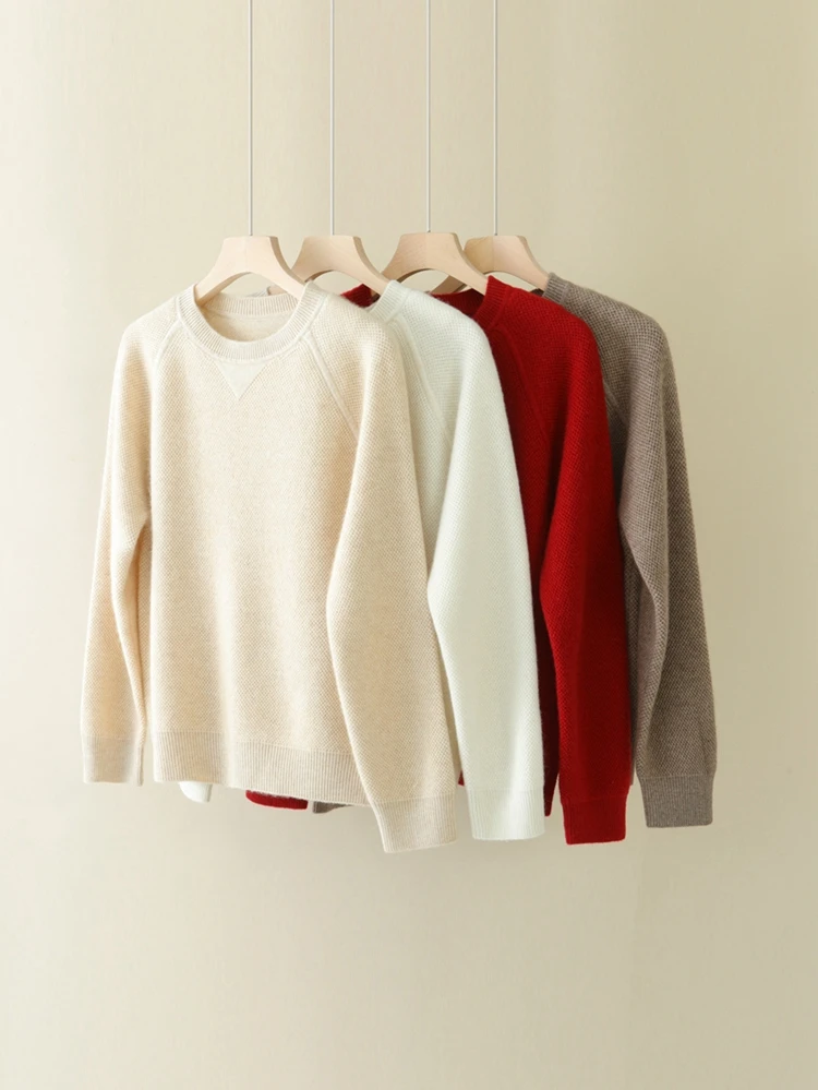 ADDONEE Autumn Winter Women 100% Cashmere Sweater O-neck Pullover Basic Casual Loose Style Cashmere Knitwear Soft Warm Clothing