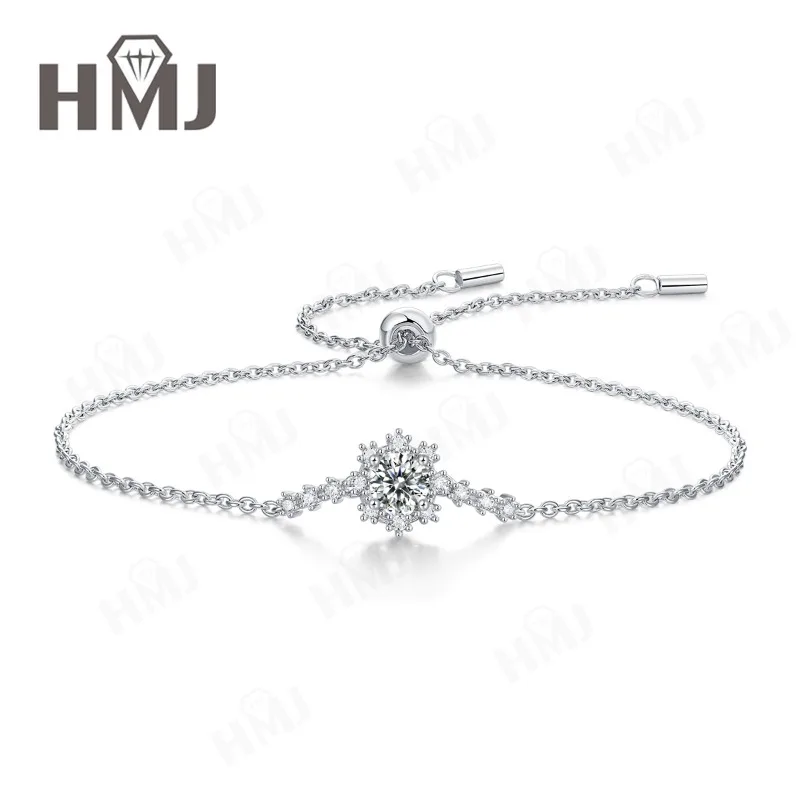 D-Farbe, 925er-Sterlingsilber-Armband, Moissanit, runder Schliff, versilbert, Weißgold, Modeschmuck, Geschenk für Frauen, Jahrestag – Detail 4