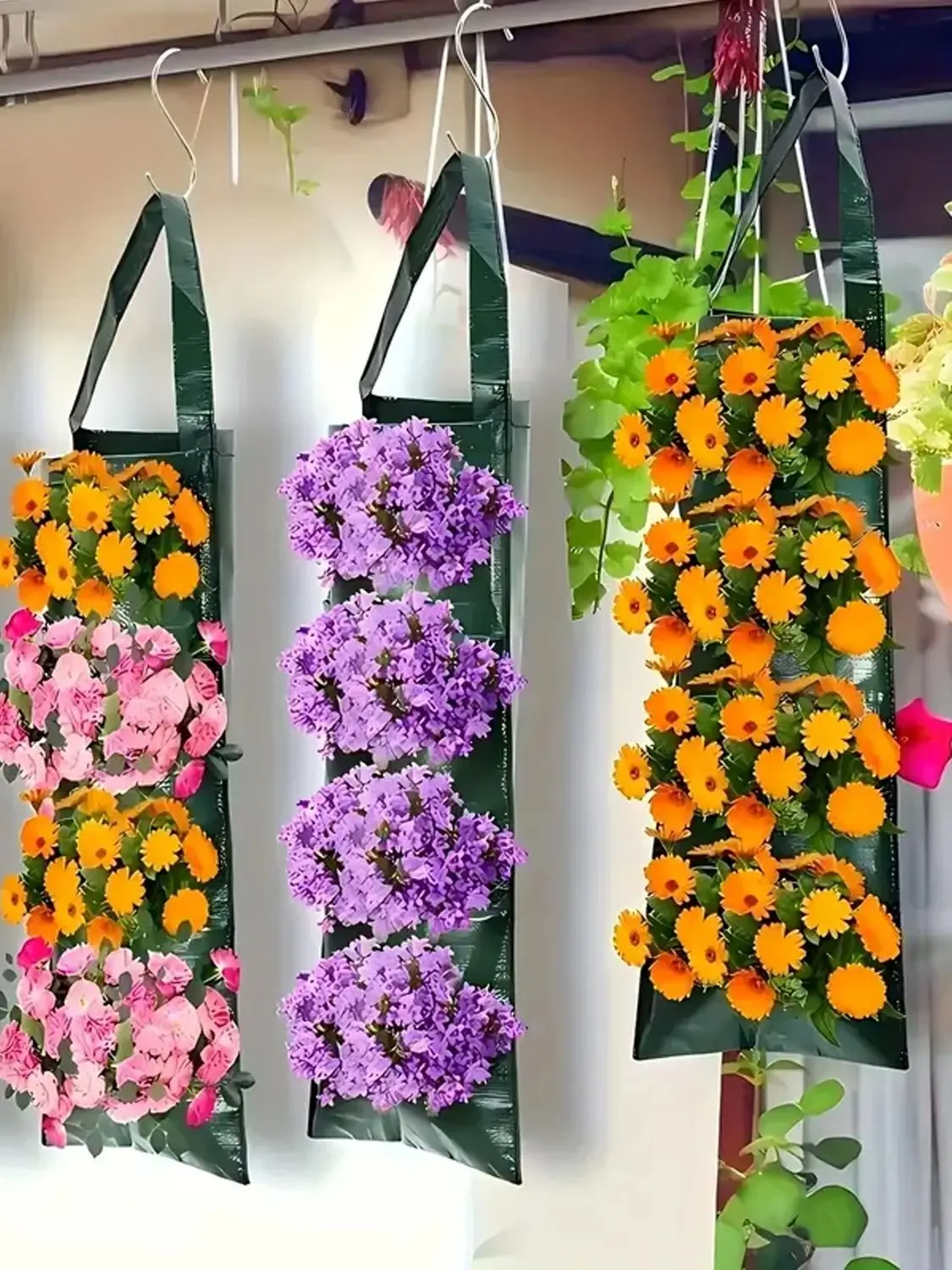 Hangende aardbeienbak, hangende plantenbak, verticale tuinplantzak voor balkon, duurzame buiten- en binnenkweekzak - afbeelding 2