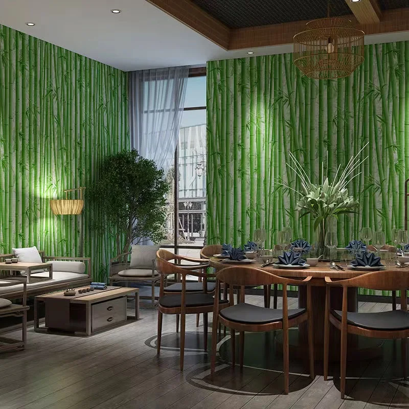 Green Bamboo Forest Wallpaper Study Living Room Nature Landscape Wall Paper Jungle Hotel Resturant