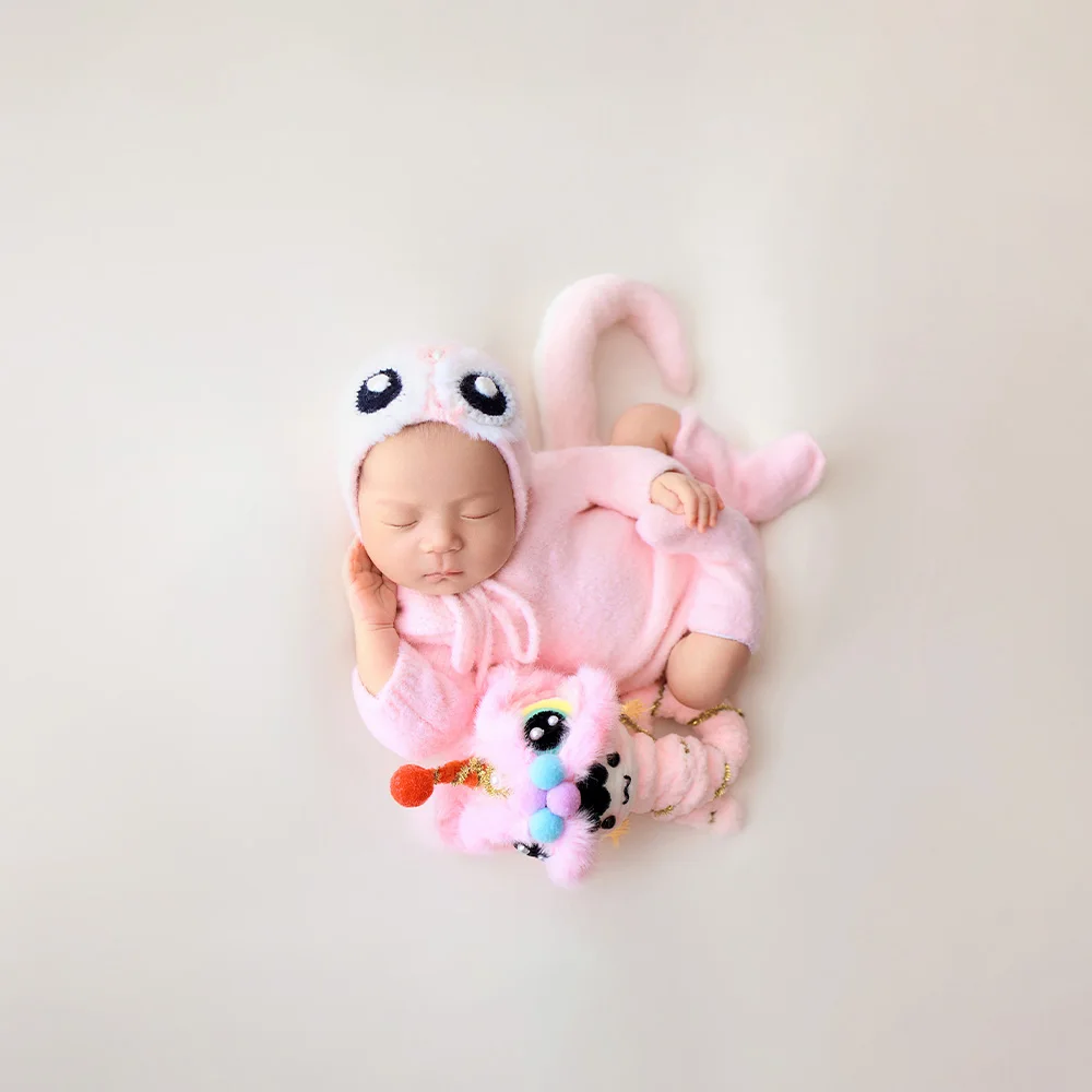 Newborn Photography Clothes Knitted Long-Sleeved Jumpsuit+Tail+Hat Set Twist Stick Snake Doll Cute Snake Year Themed Photo Props