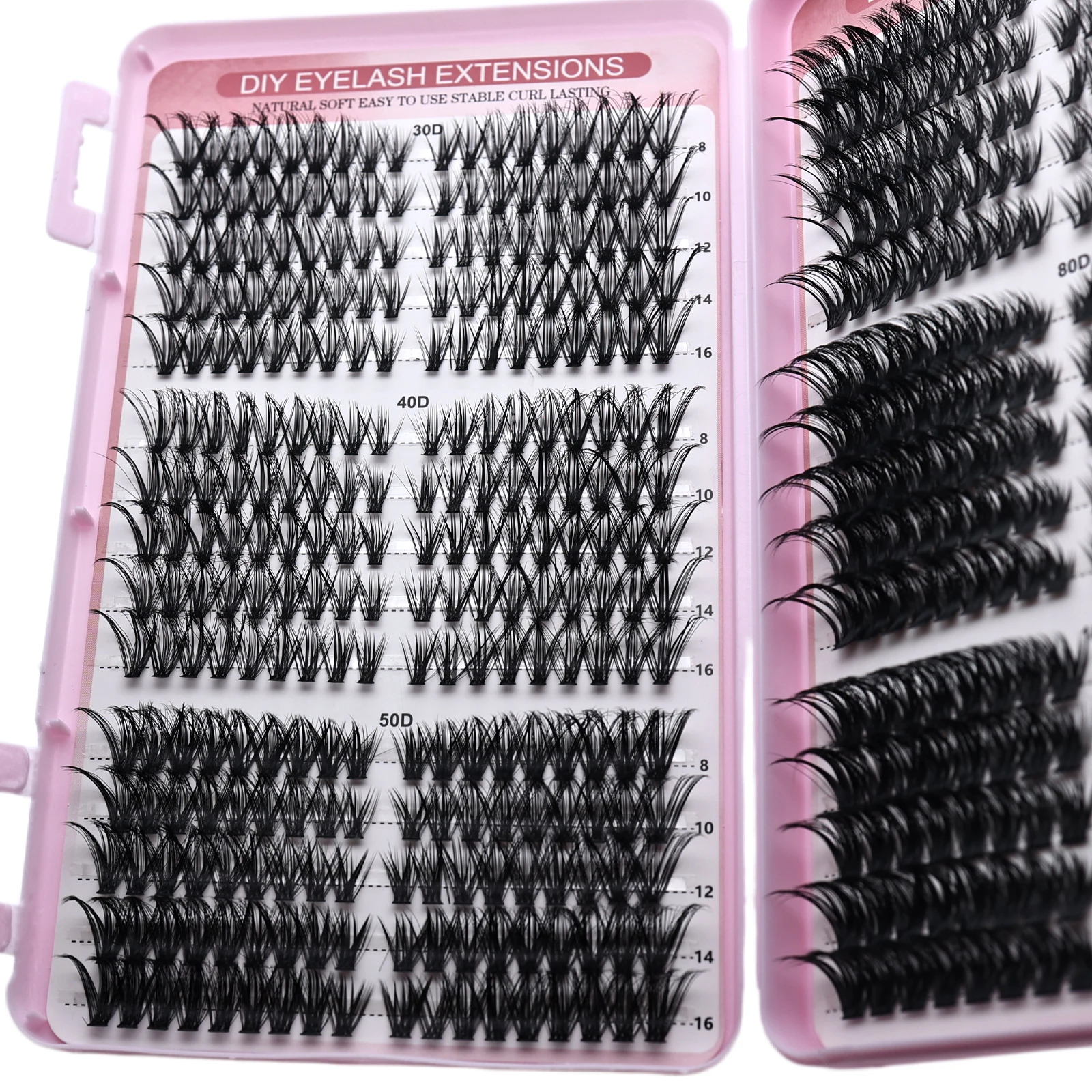 DIY Fluffy Individual Eyelash Clusters Lash Book 30D‑100D D Curl Mixed Length Segmented False Lashes for Daily Party Eye Look