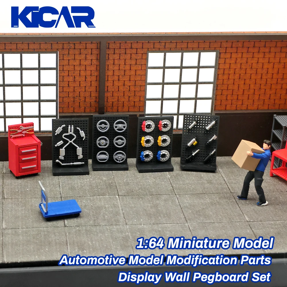 1/64 Scale Model Car Repair Shop Garage Display Wall Parts Resin Perforated Panel Set for Diorama Modification Custom Hobby