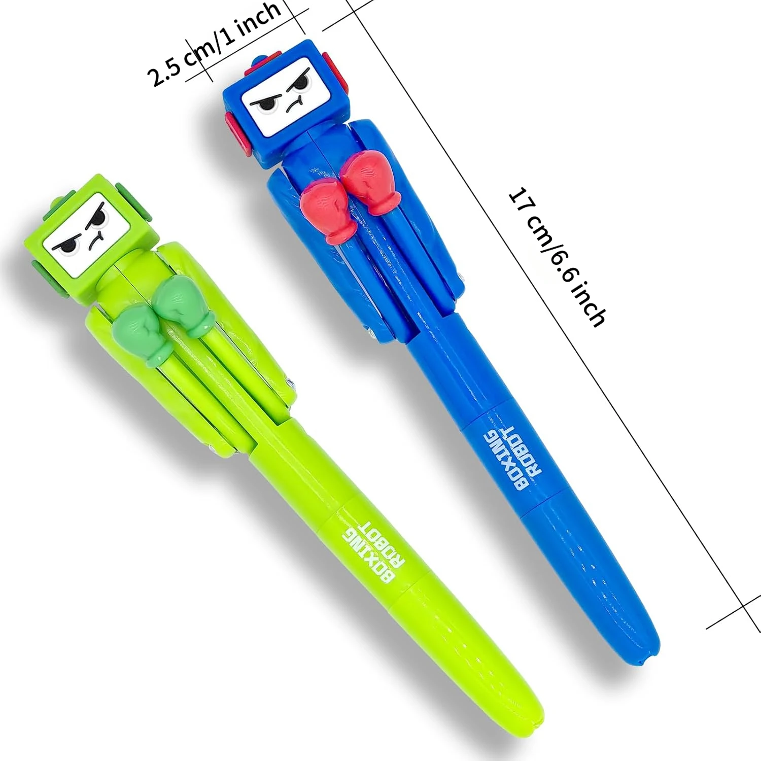 1/2/4 Pcs Boxing Pen Robot With Punching Arm And Crisp Button Sound - Funny Cool Novelty Pen  Boxing Gifts - Blue Green Colors
